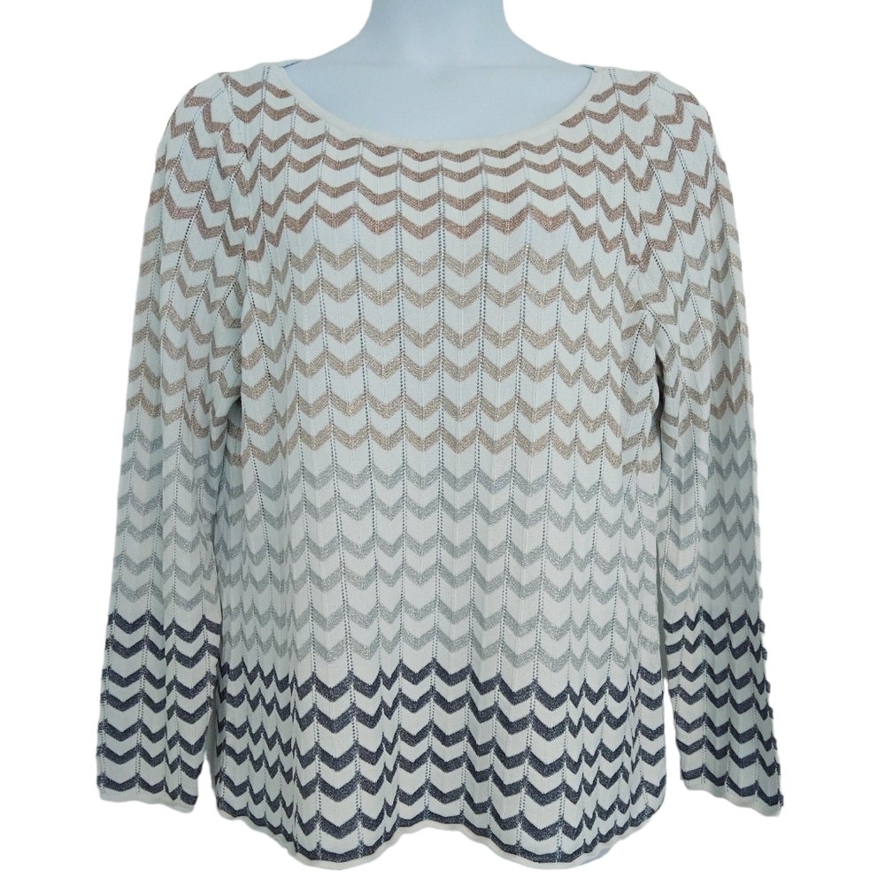 White House Black Market Zigzag Metallic Multicolor Lightweight Sweater Shimmer